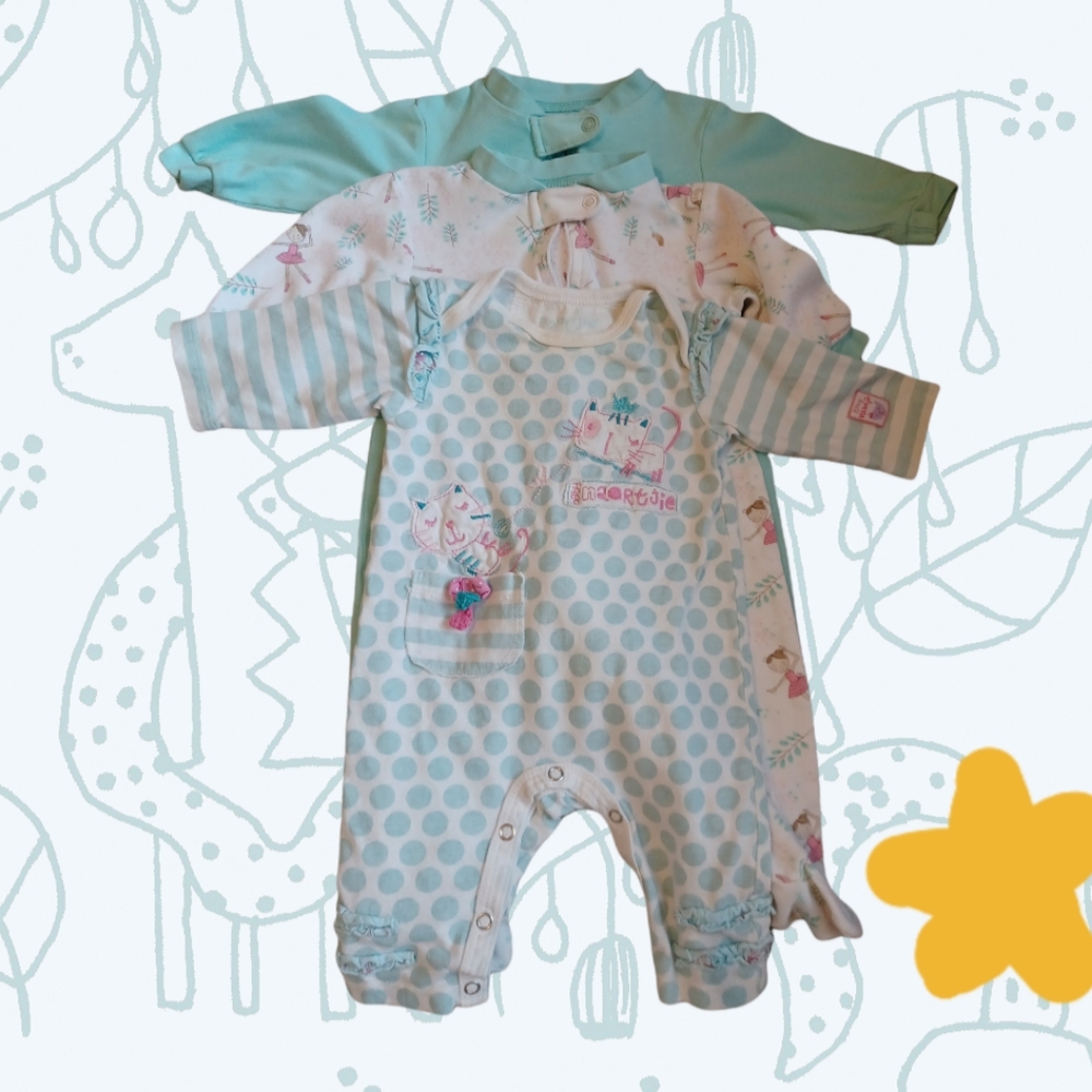 George Onesie. Pastel Turquoise 3pc set.